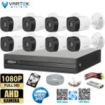 8 Kameralı 2mp Bullet 3.6mm 30M Gece Görüşlü Full Hd Güvenlik Kamera Seti - 500 GB HDD