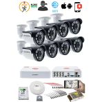 8 Kameralı Güvenlik Kamerası Seti - 5Mp Sony Seculensli 1080P Ahd, 8 Warm Led, Colorvu Gece Renkli Görüş, V1