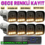8 KAMERALI İNSAN ARAÇ YÜZ ALGILAYAN GECE RENKLİ GÖSTEREN PVC KASA GÜVENLİK KAMERA SETİ