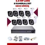 8 Kameralı Set - 5mp Sony Lensli Full Hd Gece Görüşlü Güvenlik Kamerası Sistemi - MM9QKVKSXX - Renk