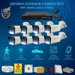 8 Kameralı Set - Yapay Zeka Özellikli Gece Renkli Gösteren 5 Mp Sony Lensli 4 Warm Ledli Fullhd Güvenlik Kamerası Seti 3404w