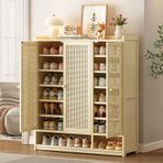 8 katmanlı bambu ayakkabı rafı, ayarlanabilir raflı, 90 cm ahşap ayakkabı dolabı, giriş yolu, oturma odası, koridor, rattan tasarım, 3 kapılı, yerden tasarruf sağlayan niser