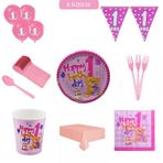 8 Kişilik Pembe 1 Yaş Doğum Günü Süsleme Seti