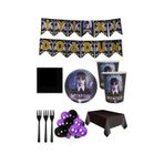 8 Kişilik Wednesday Tabak, Bardak Yazı Balon Seti, Addams Wednesday Parti Doğum Günü Parti Süsleri