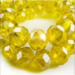 8 mm 5 Dizi Şeffaf Sarı Kristal Boncuk Tesbih Boncuğu