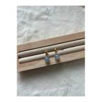 8 Mm Akuamarin Taşı Altın Kaplama Top Küpe