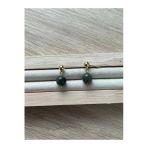 8 Mm Kan Taşı Altın Kaplama Top Küpe