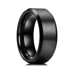 8 Mm Köşeli Düz Model Unisex Kadın Erkek Çelik Alyans Yüzük Cl31 001 siyah