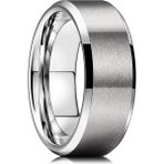 8 mm Köşeli Düz Model Unisex Kadın Erkek Çelik Alyans Yüzük cl31 - 14 - Beyaz