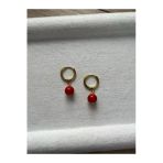 8 Mm Mercan Taşı Çelik Halka Küpe El Yapımı