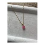 8 Mm Pembe Akik Taşı Altın Kaplama Kolye