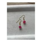 8 Mm Pembe Akik Taşı Altın Kaplama Sallantı Küpe