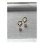 8 Mm Pembe Kristal Altın Kaplama Küpe
