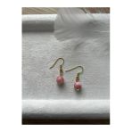 8 Mm Pembe Opal Taşı Altın Kaplama Sallantı Küpe