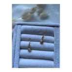 8 Mm Sitrin Taşı Altın Kaplama Sallantılı Küpe