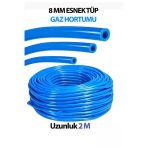 8 mm Tüp Hortumu Yüksek Kaliteli Esnek Mavi 2 M Uzunluğunda (2 Adet Kelepçe )