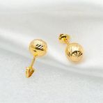 8 Mm. Vidalı 22 Ayar Top Altın Küpe