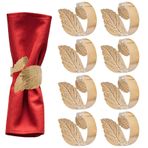 8 paket altın yaprak peçete halkaları Metal peçete halkaları masa peçete tutucular noel festivali partiler yemek masası süslemeleri