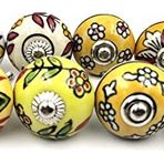 8 Parça El Yapımı Seramik Tokmak, Vintage Seramik Dolap Topuzları, Dolap Çekmece Çekme Kolları, Ev, Mutfak için Krom Donanım (Tasarım 12)