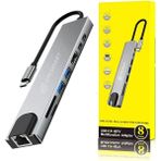 8 Portlari 1 Arada Usb C Hub Adaptoru, 4K Hdmı, Sarj Cihazi, Usb C Baglanti Noktalari, Sd/Micro Sd Kart Okuyucular, Ethernet Baglanti Noktasi, M1 Ve M2 Mac Bilgisayarlar İcin, Thunderbolt 3