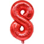 8 Rakam Kırmızı Folyo Balon 34 inç 76-82 cm