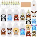 8 Set Mini Orman Hayvan Peluş Seti Doldurulmuş Orman Hayvanları Panda Zürafa Leopar Kaplan Aslan Maymun Su Aygırı Fil Çıkartmalar İçerir Doğum Günü Şapkaları ve Hayvan Temalı Partiler için Hediye