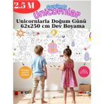 8 Yaş Doğum Günü Partisi Unicorn Temalı Dev Boyama Kağıdı | Eğitici Oyuncak, Kitap, Hediye - Tekli