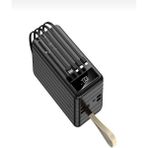 80.000MAH 22.5W Hızlı Şarj, LCD Gösterge, Dahili Lightning, Type-C ve Micro Kablolu 7 Portlu USB Hub Powerbank - Siyah