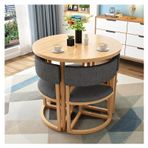 80 cm Küçük Yuvarlak Yemek Masası Seti - Yerden Tasarruflu Ofis Resepsiyon ve Konferans Masaları Daire, Balkon, Salon, Güzellik Salonu, Kahve, Eğitim ve Toplantı Odası için Sandalyeler (Gri)