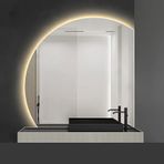 80 cm LED Arkadan Aydınlatmalı Buğu Önleyici Duvar Aynası, Yarım Daire Banyo Aynası, Şık Giriş Dekorasyonu, Akıllı Ayna, Buğulanmaz, Modern Evler İçin Zarif Tasarım (80 cm'den Küçük Boyut)
