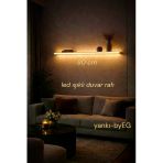 80 Cm Mat Beyaz Mdf Led Işıklı Elektrik Bağlantılı Uçan Duvar Rafı Aydınlatma Dekoratif Raf