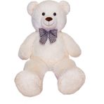 80 cm Papyonlu Sevimli Peluş Şaşkın Ayı - Sevgiliye Özel Hediyelik Oyuncak - 3 Renk Seçeneği İle (Beyaz)