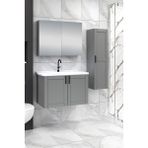 80 cm Riva Banyo Dolabı + 30 cm Riva Boy Dolabı - Gri