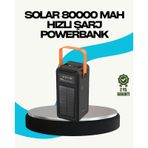 80000 Mah Güneş Enerjili Powerbank 4 Kablolu Type C Lightning Micro USB - Çok Renkli
