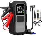 8000mAh Akü Takviye ve Lastik Şişirme Kompresörü – Taşınabilir Jump Starter, Dijital Hava Pompası, USB Powerbank, Çift Dijital Ekranlı Araç Akü Takviye Cihazı CZK-DH01C