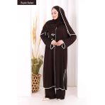 8001-1 Biyeli Pantolonlu Tunik Takım Şal Kahverengi