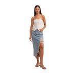 80541 Önü Büyük Lazerli Uzun Denim Etek-Tint