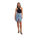 80548 Yanları Cepli Midi Denim Etek-Mavi