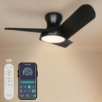 80cm Modern Goes Uzaktan Kumandalı 3 Kanatlı Uygulamalı Tavan Vantilatörü Ve Led Lamba Işık 54W Siyah-Siyah