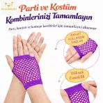 80’Ler 90’Lar Mor File Parmaksız Kısa Eldiven 11 Cm