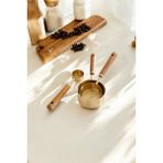80ML 15ML 125ML 3 Adet Farklı Boy Paslanmaz Çelik Ahşap Saplı Ölçü Kaşığı Seti Ölçü Kabı - Altın Sarısı