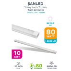 80W 120 Cm Kristal Yatay Led Bant Armatür-Trafolu Beyaz Işık 10 Adet