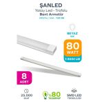 80W 120 Cm Kristal Yatay Led Bant Armatür-Trafolu Beyaz Işık 8 Adet