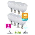 80W Kristal Tasarruflu E27 Beyaz Işık Torch Led Ampul 8 Adet