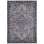 80x150 cm Aligarh Mavi Madalyon Yün El Dokuma Modern Geometrik Etnik Eskitme Desenli Boho Oturma Odası Salon Yolluk Koridor Mutfak Halısı