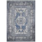 80x150 cm Bhubaneshwar Lacivert Madalyon Yün El Dokuma Modern Geometrik Etnik Eskitme Desenli Boho Oturma Odası Salon Yolluk Koridor Mutfak Halısı