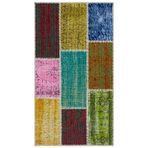 80x150 cm Iskece Bej Patchwork Yün El Dokuma Modern Geometrik Etnik Eskitme Desenli Boho Oturma Odası Salon Yolluk Koridor Mutfak Halısı