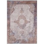 80x150 cm Mexicali Kahverengi Madalyon Yün El Dokuma Modern Geometrik Etnik Eskitme Desenli Boho Oturma Odası Salon Yolluk Koridor Mutfak Halısı