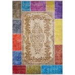 80x150 cm Palencia Bej Patchwork Yün El Dokuma Modern Geometrik Etnik Eskitme Desenli Boho Oturma Odası Salon Yolluk Koridor Mutfak Halısı