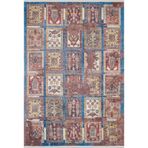 80x200 cm Börek Mavi Modern Yün El Dokuma Modern Geometrik Etnik Eskitme Desenli Boho Oturma Odası Salon Yolluk Koridor Mutfak Halısı